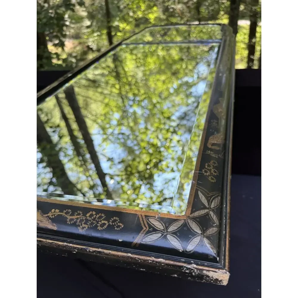 Friedman Brothers Chinoiserie Williamsburg Mirror Black Frame Beveled 2 Plate 48
